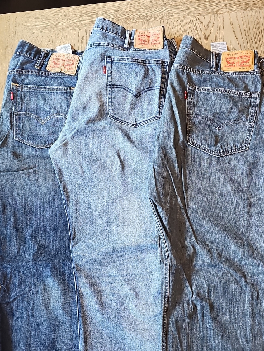 3 Pair Levi's Men's Straight Jeans in Blue Denim 514s Size 38x32